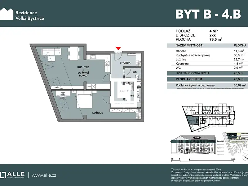 Prodej bytu 2+kk 77 m², Velká Bystřice – náhled fotky 2