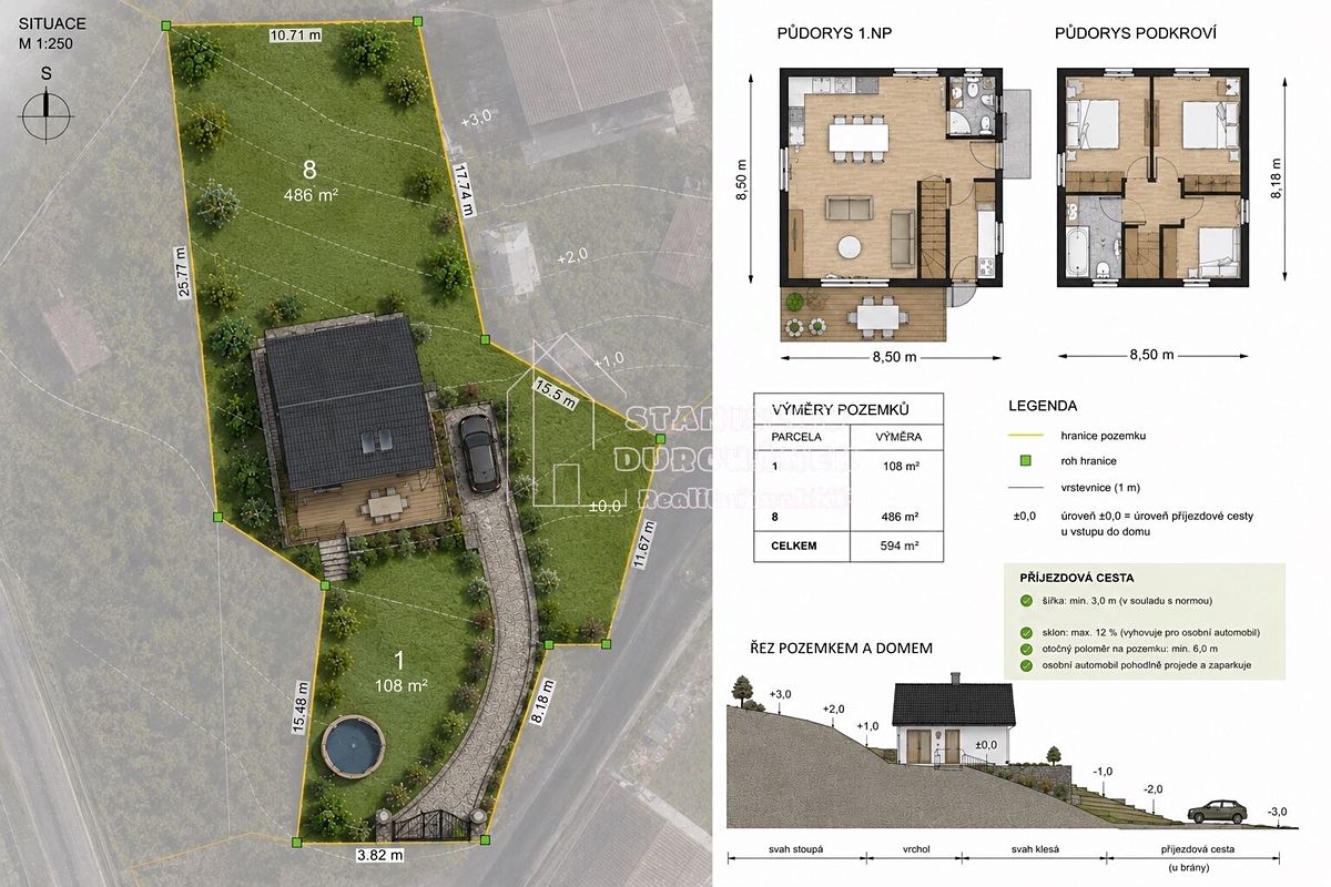 Prodej stavebního pozemku 594 m²