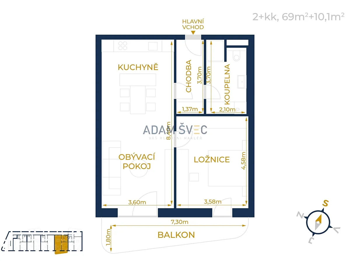 Pronájem bytu 2+kk 69 m², Olomouc