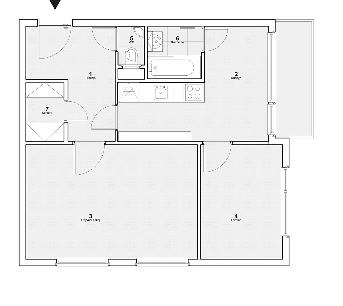 Pronájem bytu 2+1 50 m² - Widok 3