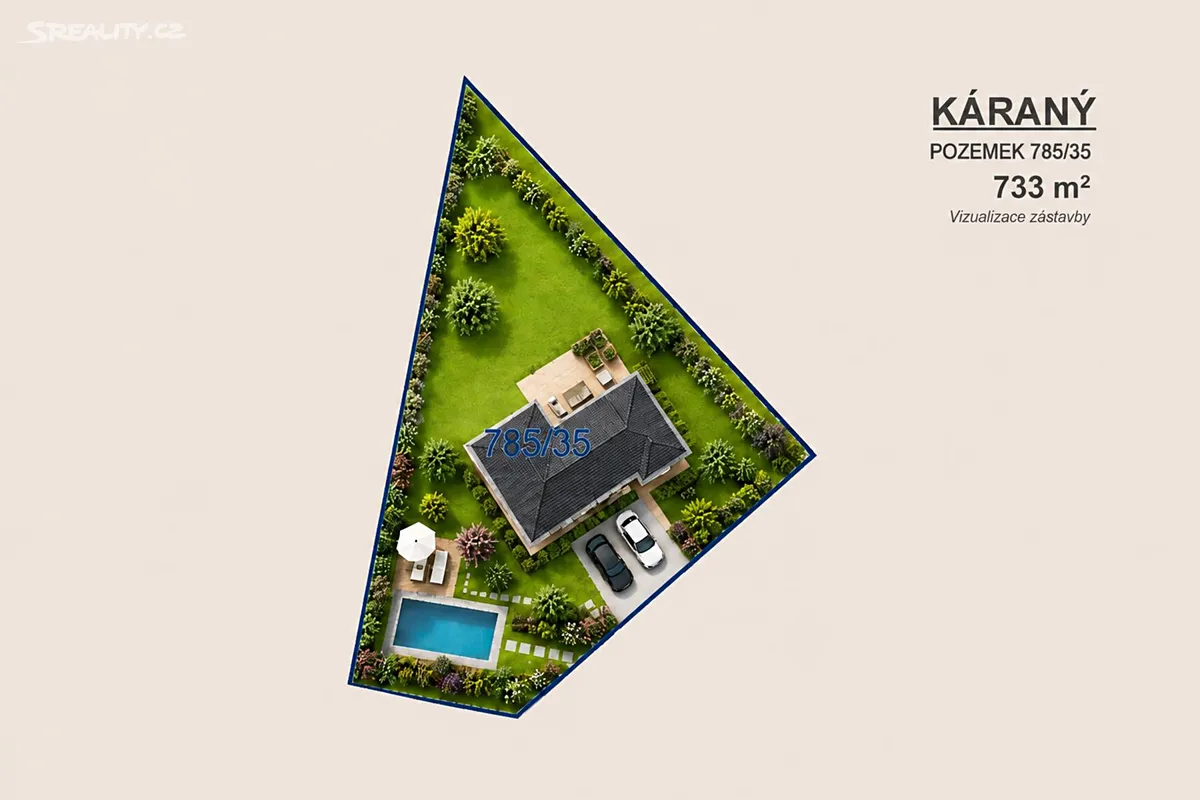 Prodej stavebního pozemku 733 m², Káraný