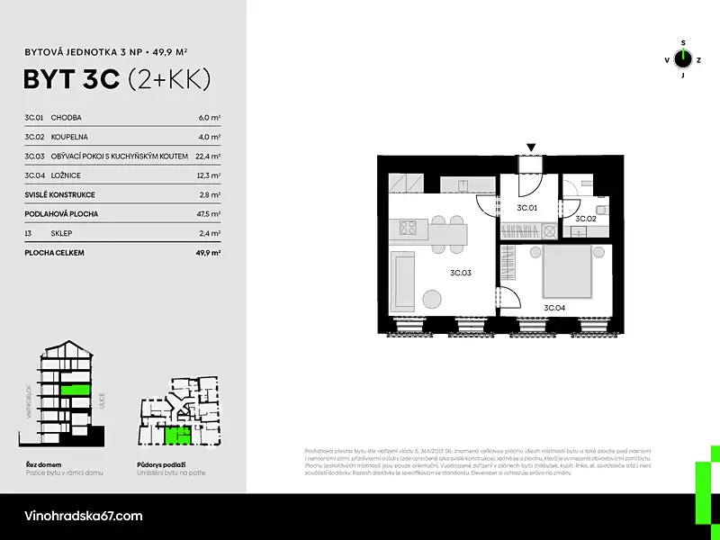 Prodej bytu 2+kk 50 m², Praha – náhled fotky 2
