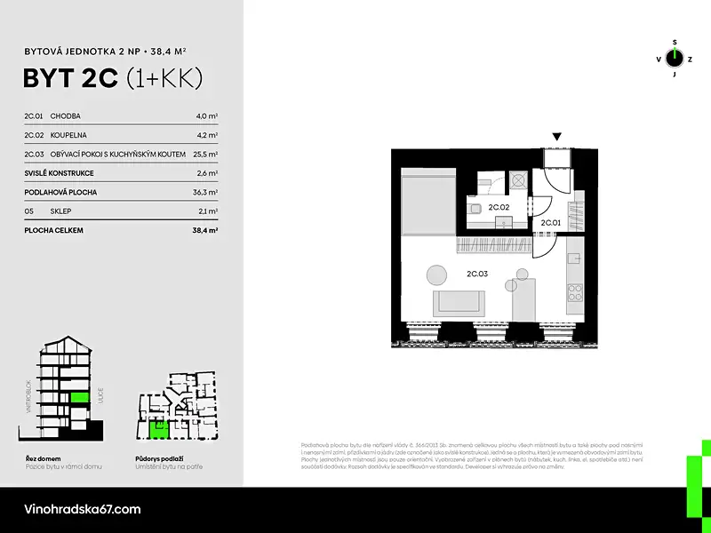 Prodej bytu 1+kk 38 m², Praha – náhled fotky 2