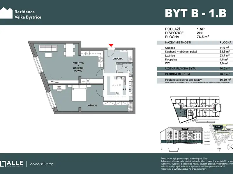 Prodej bytu 2+kk 77 m², Velká Bystřice – náhled fotky 2