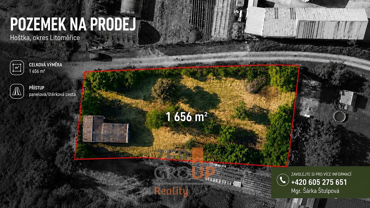 Prodej stavebního pozemku 1656 m², Hoštka – fotka 1 z 3