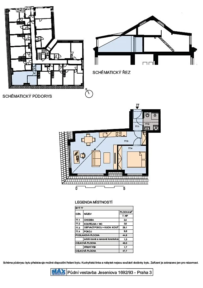 Prodej bytu 2+kk 48 m² – pohled 6