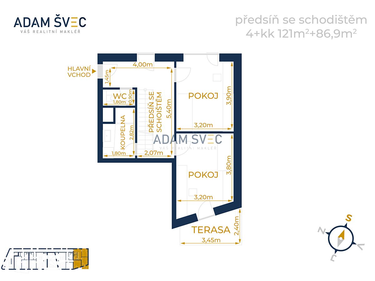 Pronájem bytu 4+kk 121 m²