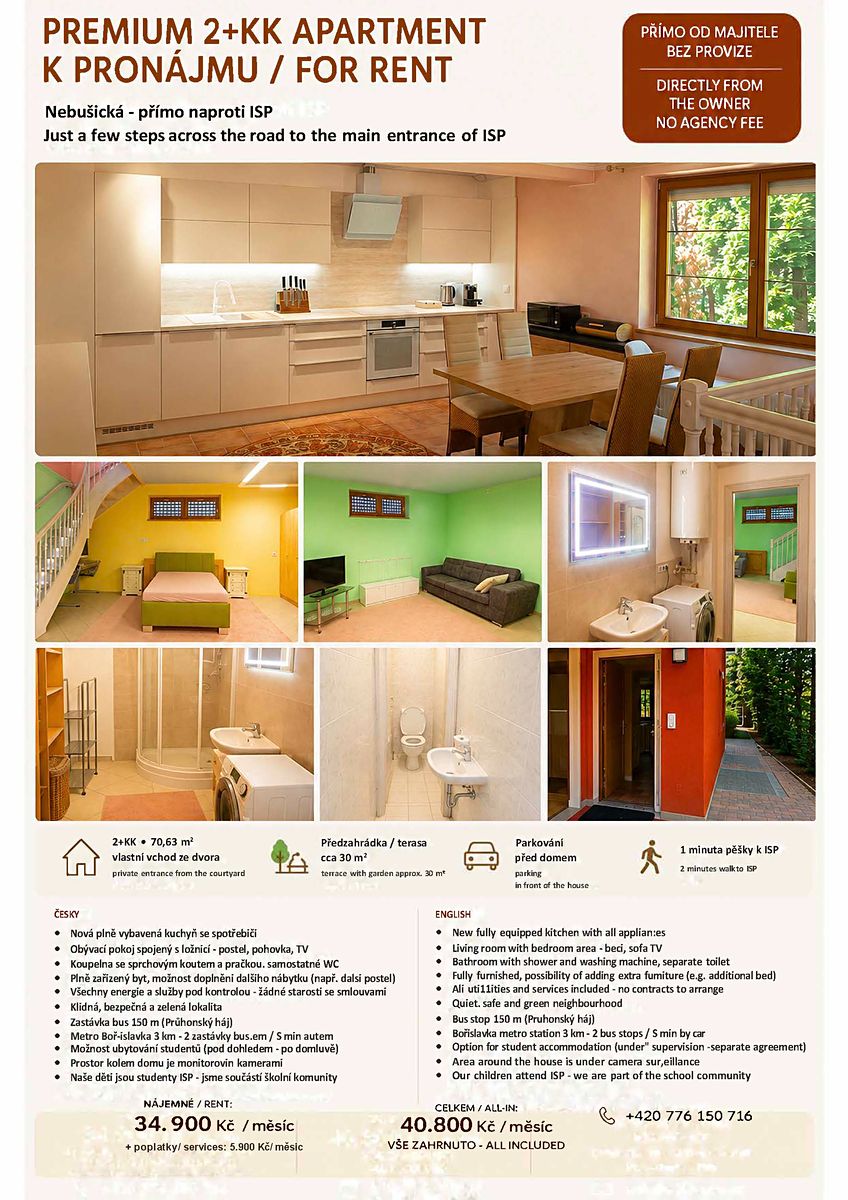 Pronájem bytu 2+kk 70 m²