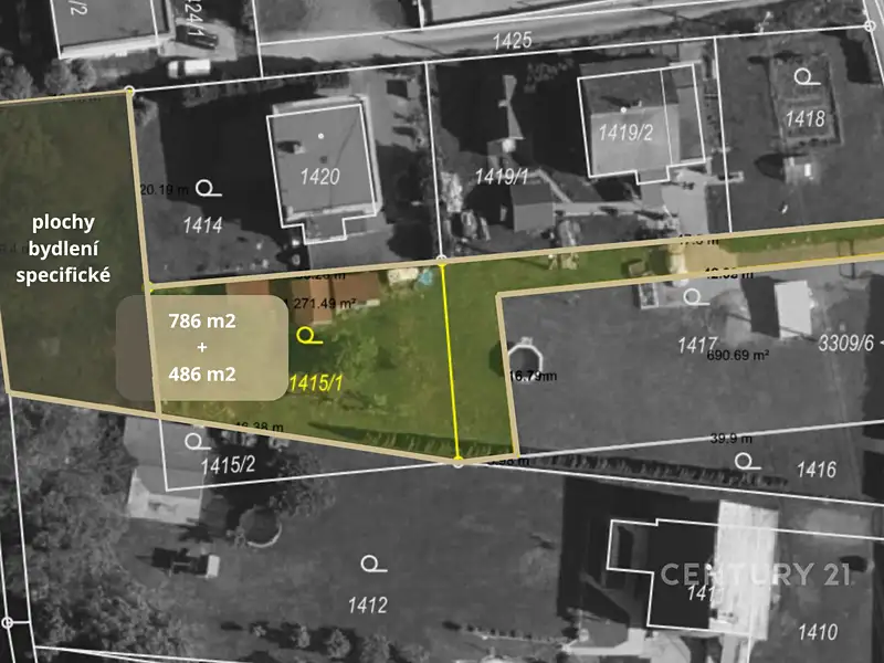 Prodej stavebního pozemku 1266 m², Kunín – náhled fotky 2