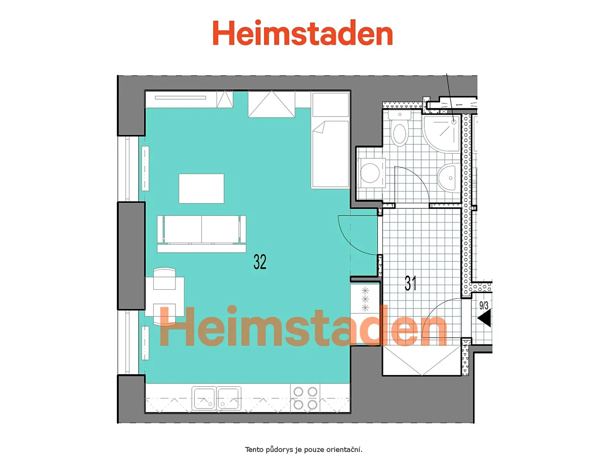 Pronájem bytu 1+kk 40 m² - Widok 6