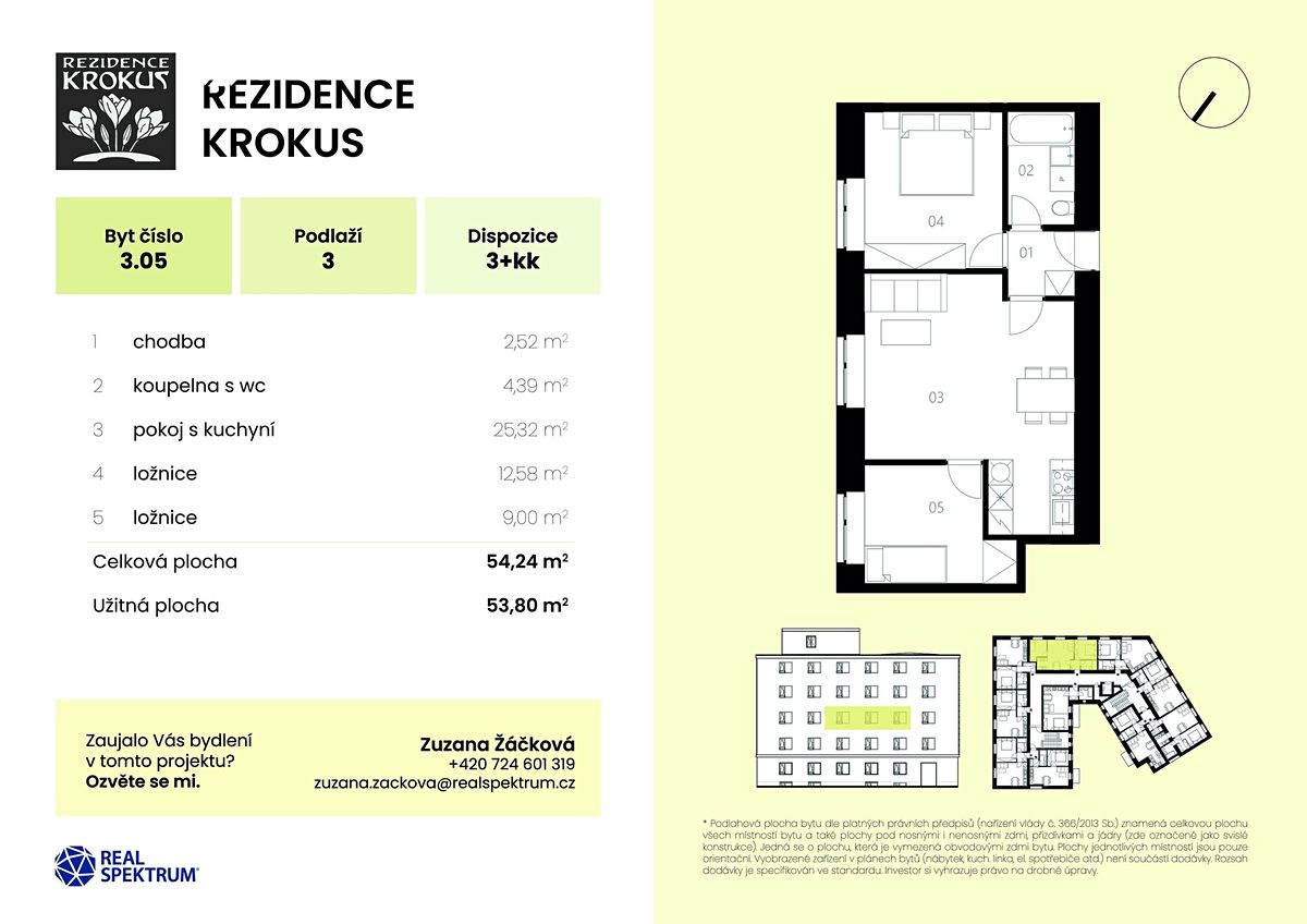 Prodej bytu 3+kk 54 m²