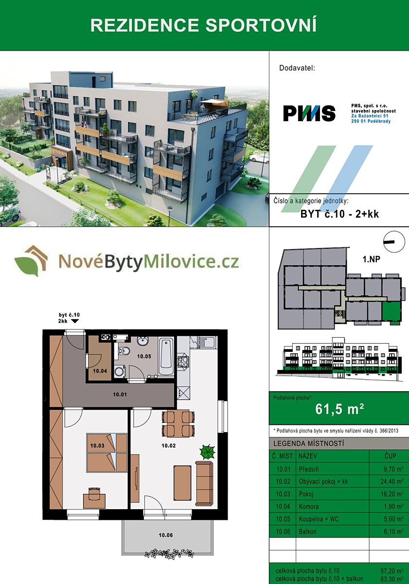 Prodej bytu 2+kk 57 m²