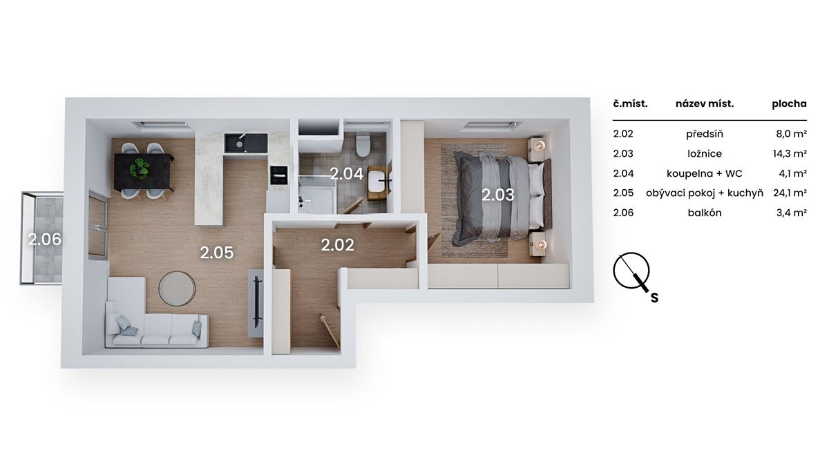 Prodej bytu 2+kk 56 m² – fotografie 5