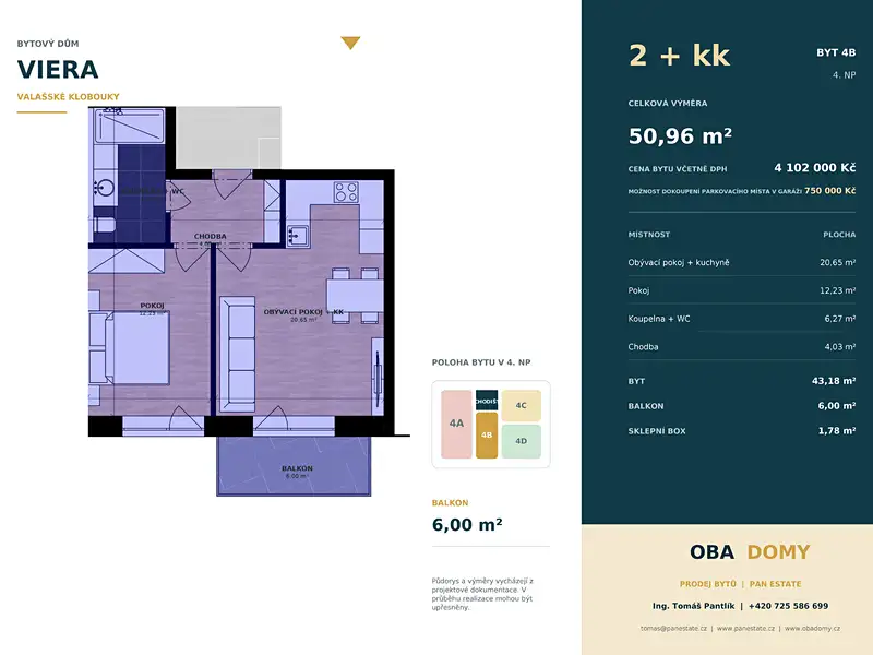 Prodej bytu 2+kk 44 m², Valašské Klobouky – náhled fotky 3