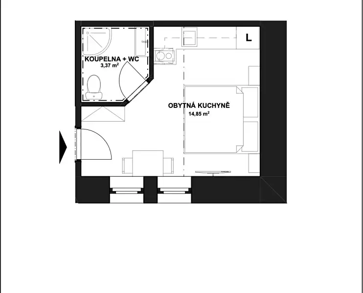 Prodej bytu 1+kk 18 m², Horní Lhota – náhled fotky 3