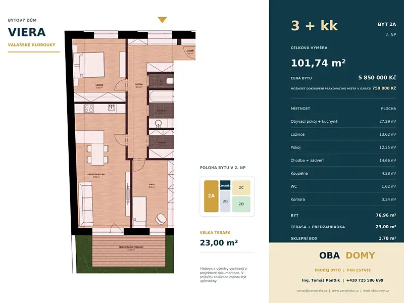 Prodej bytu 3+kk 77 m², Valašské Klobouky – náhled fotky 2