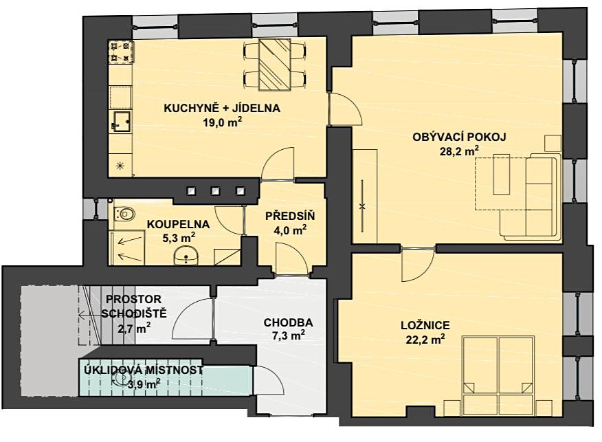 Pronájem bytu 3+kk 70 m² – fotografie 5