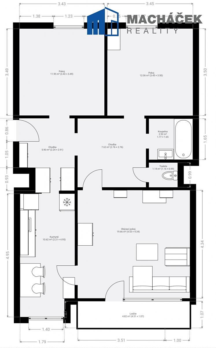 Prodej bytu 3+1 73 m² – fotografie 3