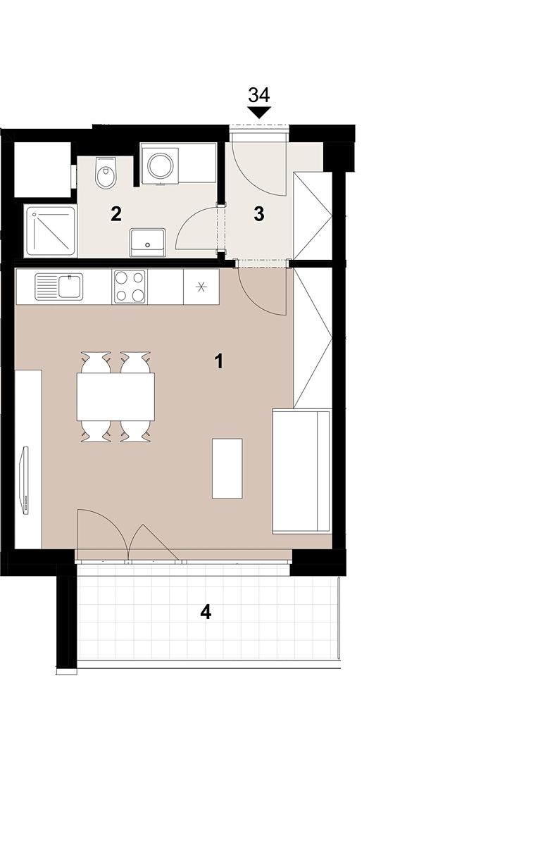 Prodej bytu 1+kk 34 m² – fotografie 2
