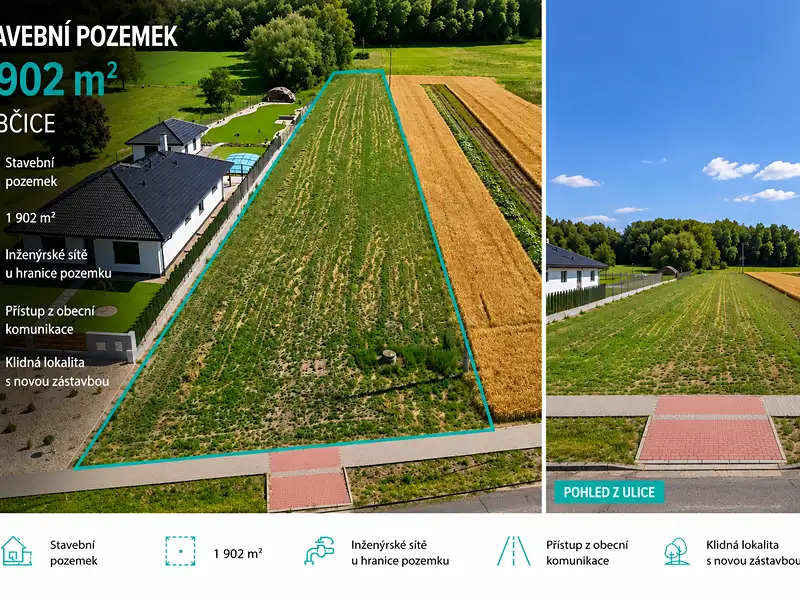 Prodej stavebního pozemku 1902 m², Žabčice – náhled fotky 1