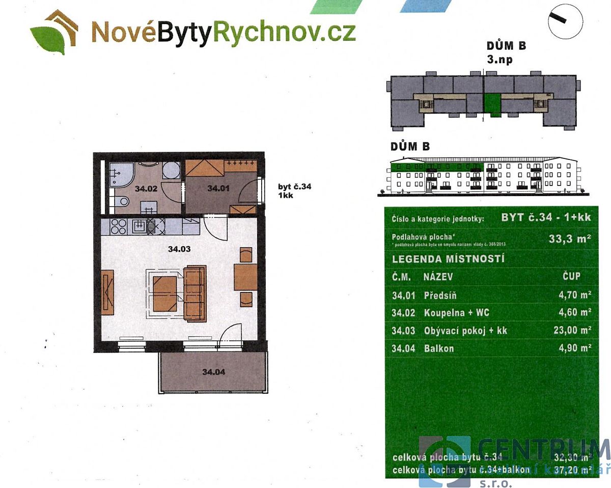 Pronájem bytu 1+kk 38 m² – fotografie 2