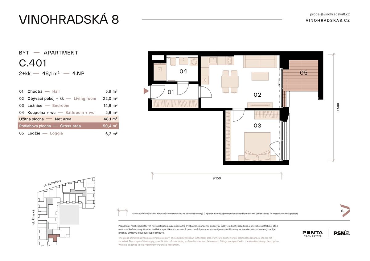 Prodej bytu 2+kk 50 m² – fotografie 2