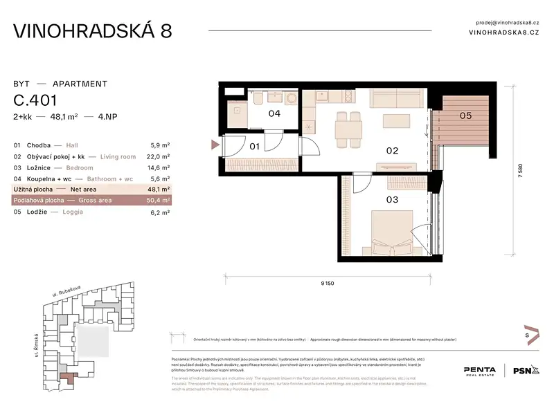 Prodej bytu 2+kk 50 m², Praha – náhled fotky 2