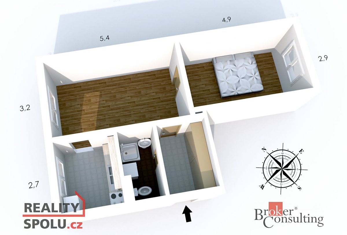 Pronájem bytu 2+1 49 m² – fotografie 3