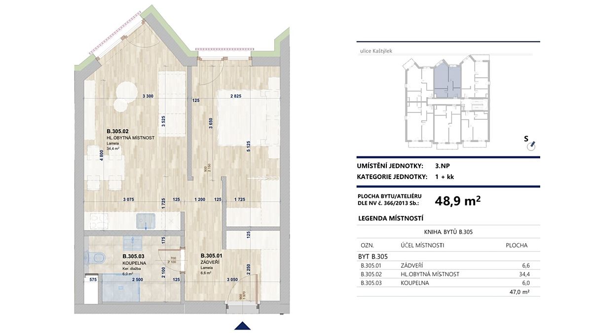 Pronájem bytu 2+kk 49 m² – fotografie 3