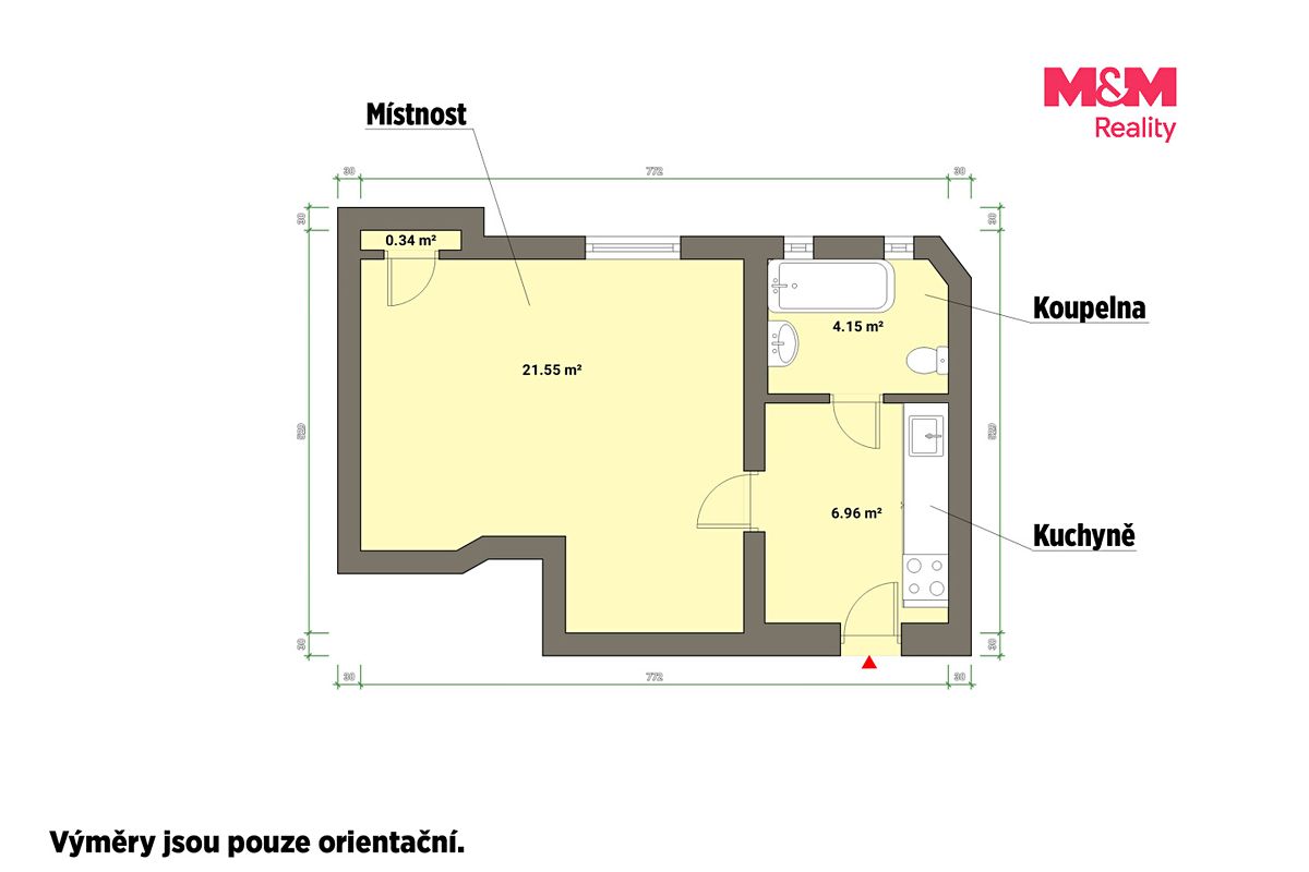 Pronájem bytu 1+kk 33 m² – fotografie 3
