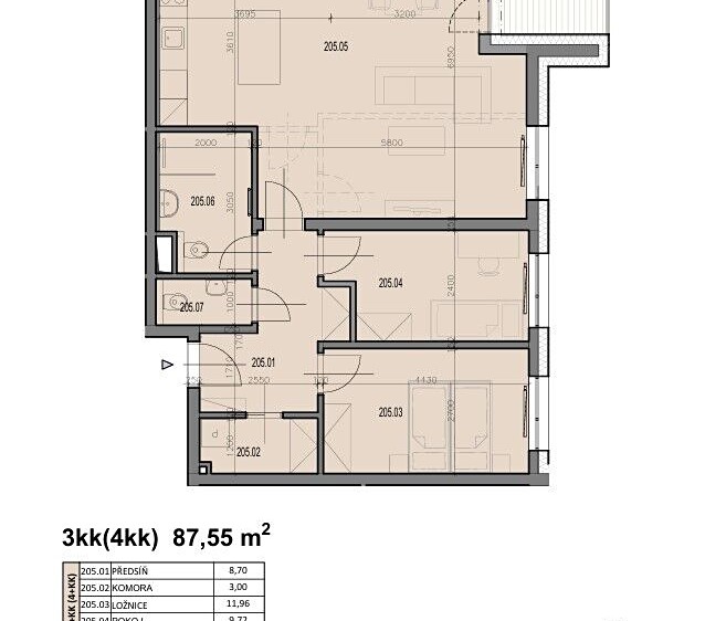 Квартира 3+kk на продаж, 88 м² (5 з 8)