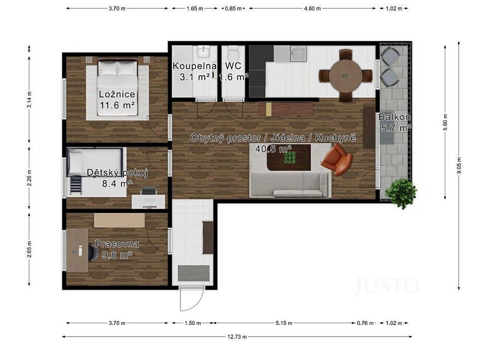 Prodej bytu 4+kk 77 m² – fotografie 3