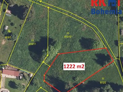Prodej stavebního pozemku 1222 m²