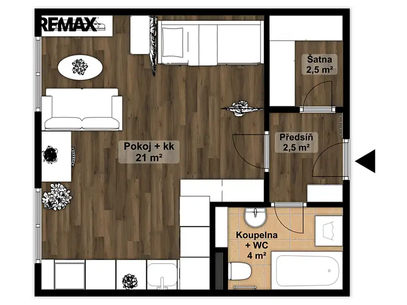 Pronájem bytu 1+kk 30 m², Klecany – náhled fotky 3