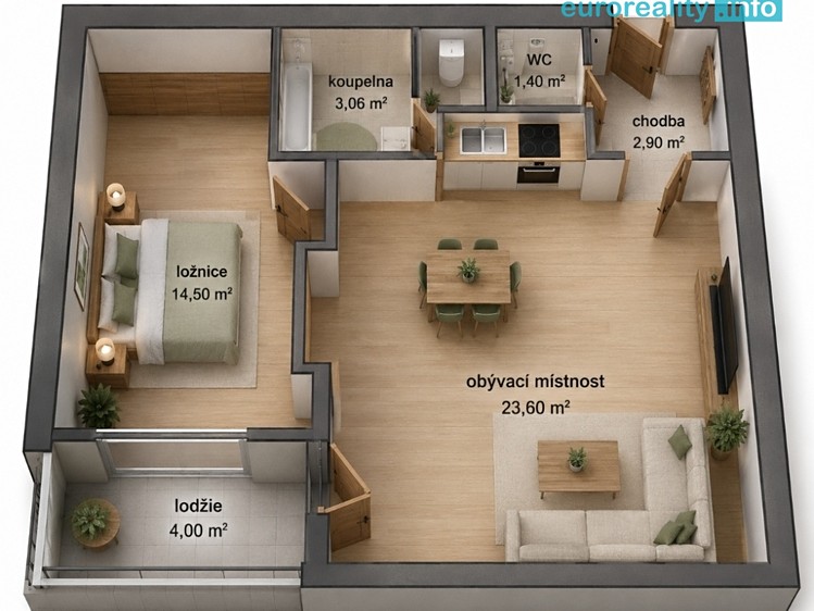 Квартира 2+kk в оренду, 49 м² (2 з 24)