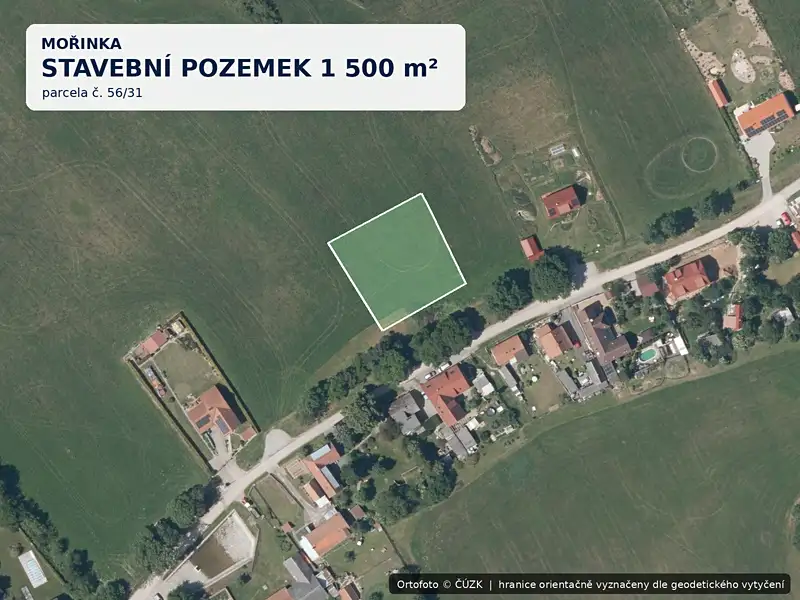 Prodej stavebního pozemku 1500 m², Mořinka – náhled fotky 2