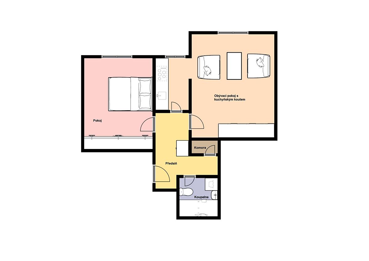 Pronájem bytu 2+kk 43 m² – fotografie 2