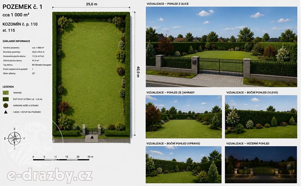 Prodej stavebního pozemku 1000 m², Kozomín – fotka 1 z 3