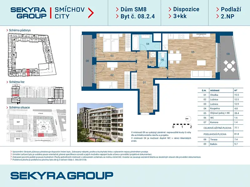 Prodej bytu 3+kk 77 m², Praha – náhled fotky 2