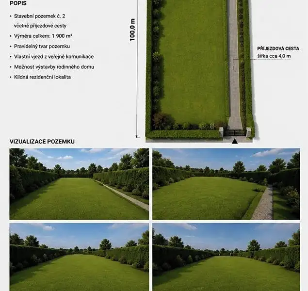 Prodej stavebního pozemku 1900 m², Kozomín – náhled fotky 1