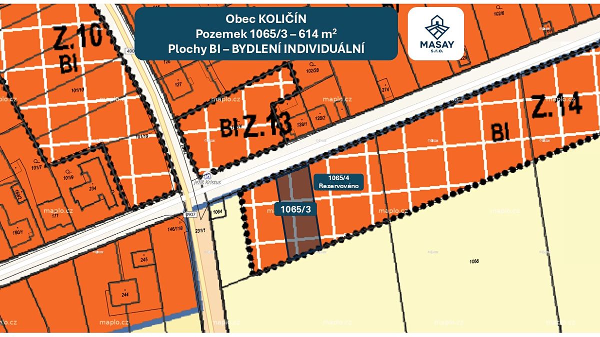 Prodej stavebního pozemku 614 m² – fotografie 2