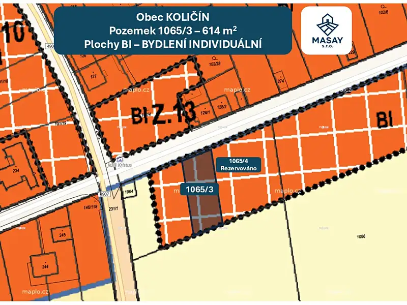 Prodej stavebního pozemku 614 m², Holešov – náhled fotky 2