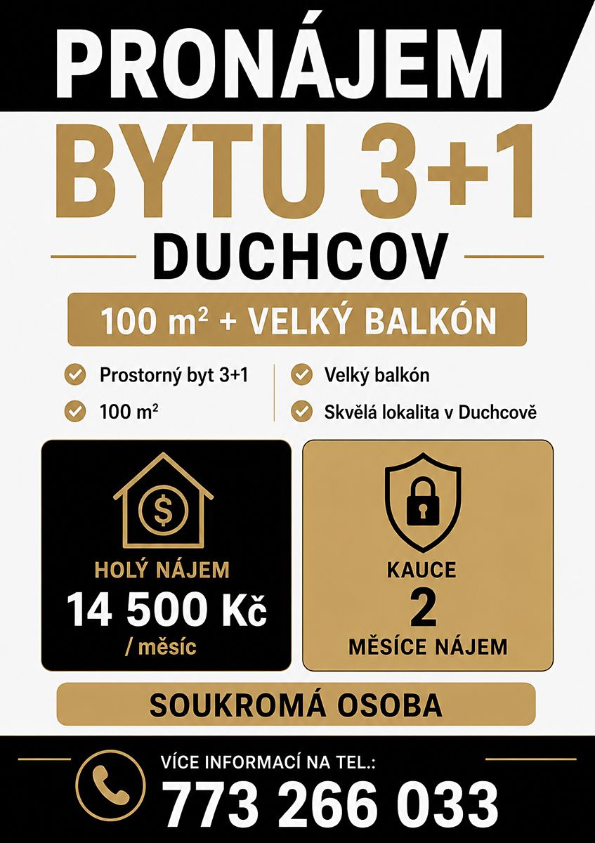 Pronájem bytu 3+1 100 m²
