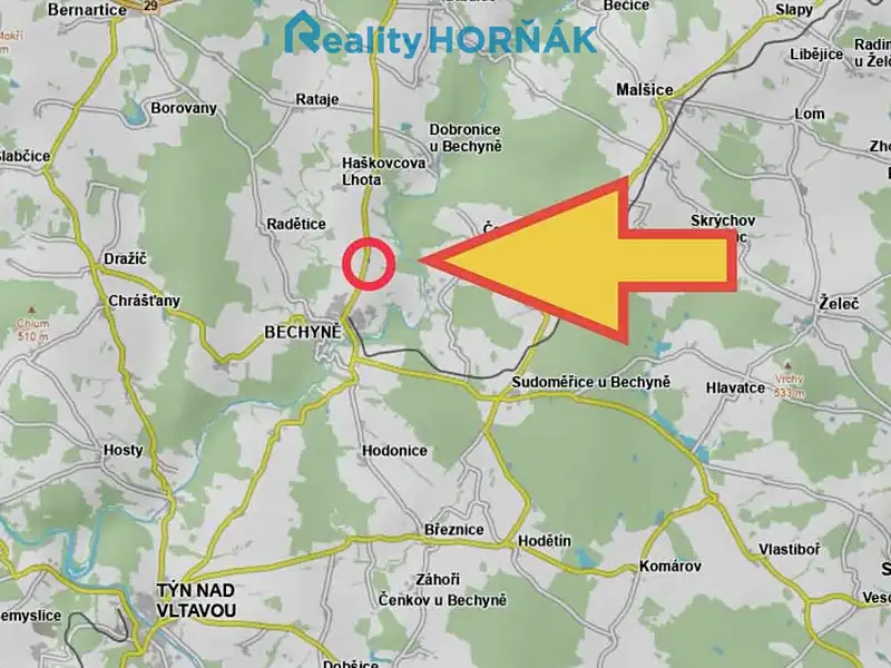 Prodej stavebního pozemku 1813 m², Bechyně – náhled fotky 3