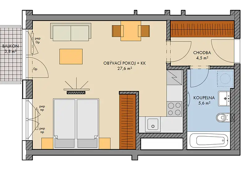 Prodej bytu 1+kk 38 m², Kralupy nad Vltavou – náhled fotky 3