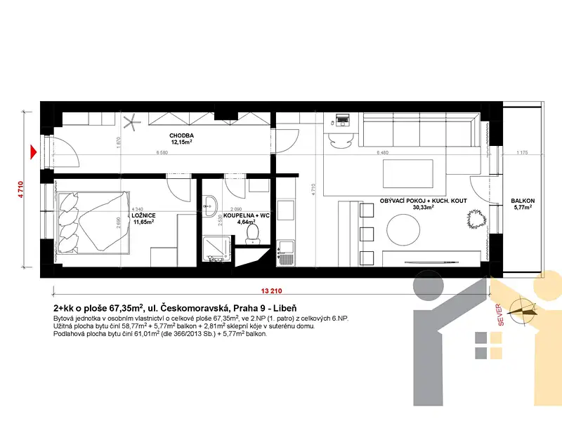 Prodej bytu 2+kk 64 m², Praha – náhled fotky 3