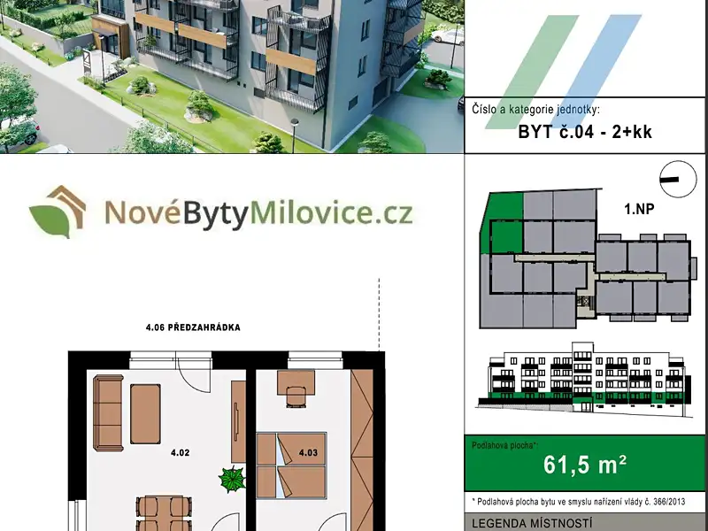 Prodej bytu 2+kk 56 m², Milovice – náhled fotky 2