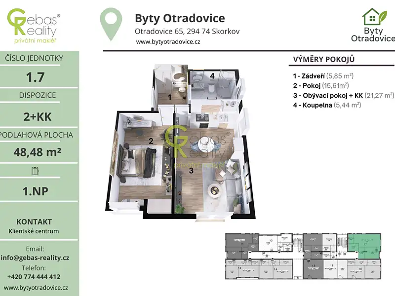 Prodej bytu 2+kk 49 m², Skorkov – náhled fotky 3