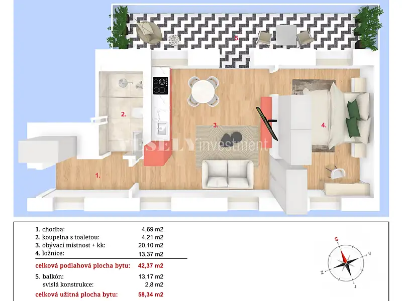 Prodej bytu 2+kk 58 m², Praha – náhled fotky 3