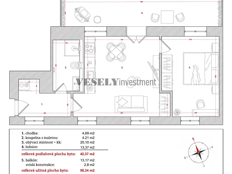 Prodej bytu 2+kk 58 m², Praha – náhled fotky 2